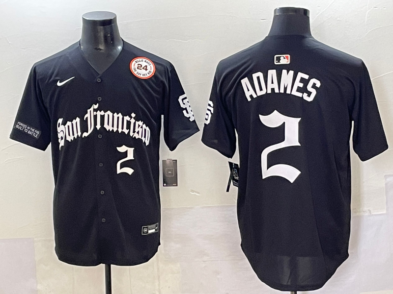 Men 2025 San Francisco Giants #2 Adames Black Five generations Joint Name Nike MLB Jersey 9->san francisco giants->MLB Jersey